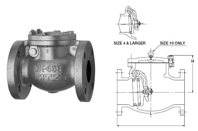 Van 1 chiều, lá lật, hiệu van KITZ : R, 10FCO, 125FCO